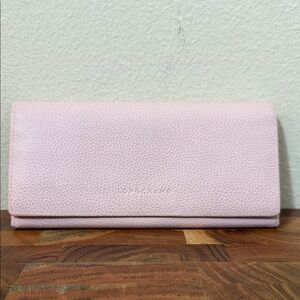 Longchamp Veau Foulonne Checkbook Wallet In Powder Pink